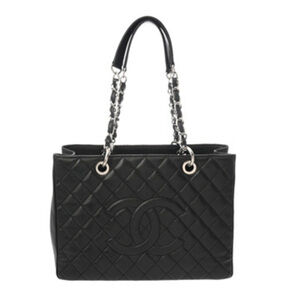 CHANEL GST Grand Shopping Tote Black A50995 Women's Caviar Leather Shoulder B...